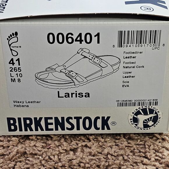 Birkenstock Larisa Sandals Womens 10 EU41 Habana Brown Leather 006401 w box - Picture 8 of 9